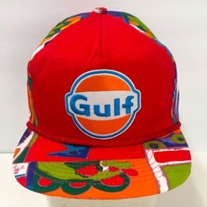 Vtg 90s Cameo Retro Gulf colored SnapBack Hat Cap